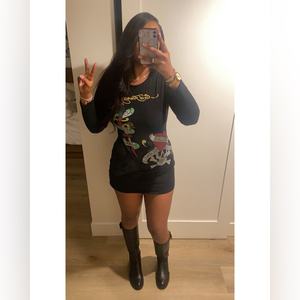 Long sleeve Ed Hardy mini dress